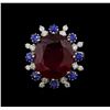 Image 2 : 14KT White Gold 16.30 ctw Ruby, Sapphire and Diamond Ring