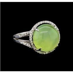 14KT White Gold 14.74 ctw Green Tourmaline and Diamond Ring