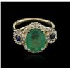 Image 2 : 14KT Yellow Gold 3.06 ctw Emerald, Sapphire and Diamond Ring