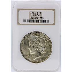 1922 NGC MS64 Peace Silver Dollar