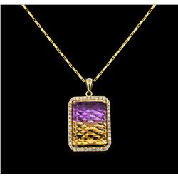 14KT Yellow Gold 11.21 ctw Ametrine and Diamond Pendant With Chain