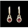 Image 1 : 1.10 ctw Ruby and Diamond Earrings - 14KT Yellow Gold