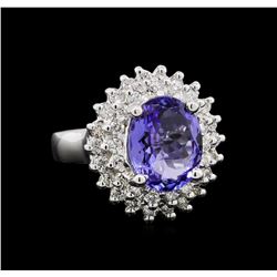 3.60 ctw Tanzanite and Diamond Ring - 14KT White Gold