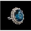 Image 1 : 14KT White Gold 16.09 ctw Topaz and Diamond Ring