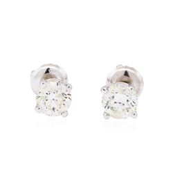 1.05 ctw Diamond Stud Earrings - 14KT White Gold