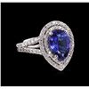 Image 1 : 2.48 ctw Tanzanite and Diamond Ring - 14KT White Gold