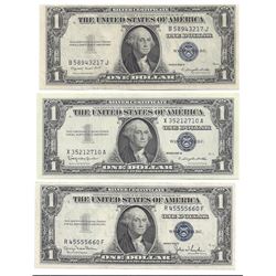 1935 Choice Uncirculated $1 Silver Certificate Currency Lot of 3