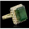 Image 1 : 14KT Yellow Gold 15.19 ctw Emerald and Diamond Ring