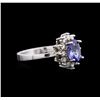 Image 1 : 14KT White Gold 1.06 ctw Tanzanite and Diamond Ring