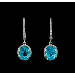 5.79 ctw Apatite and Diamond Earrings - 14KT White Gold