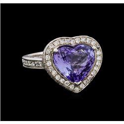 5.65 ctw Tanzanite and Diamond Ring - 14KT White Gold