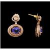 Image 2 : 14KT Rose Gold 4.26 ctw Tanzanite and Diamond Earrings