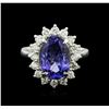 Image 2 : 14KT White Gold 4.48 ctw Tanzanite and Diamond Ring