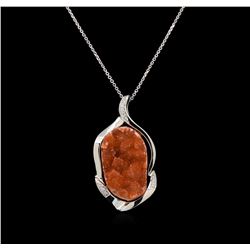 10.00 ctw Citrine and Diamond Pendant With Chain - 14KT White Gold