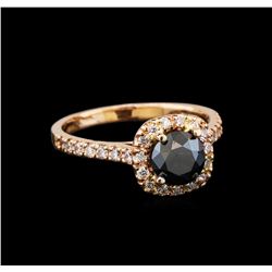 1.38 ctw Black Diamond Ring - 14KT Rose Gold