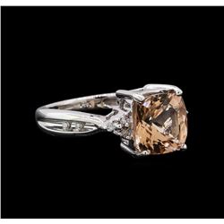 3.66 ctw Morganite and Diamond Ring - 14KT White Gold