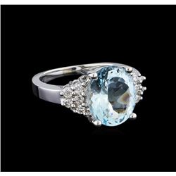 4.03 ctw Aquamarine and Diamond Ring - 14KT White Gold