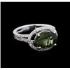 Image 1 : 3.03 ctw Green Tourmaline and Diamond Ring - 14KT White Gold