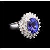 Image 1 : 4.63 ctw Tanzanite and Diamond Ring - 14KT White Gold