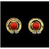 Image 1 : 14KT Yellow Gold Coral Earrings