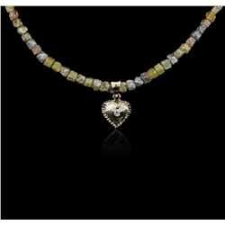 14KT White Gold 32.44 ctw Rough Diamond Necklace With Charm