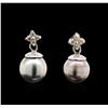 Image 1 : Pearl and Diamond Earrings - 14KT Yellow Gold