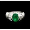 Image 2 : 1.35 ctw Emerald and Diamond Ring - Platinum