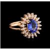 Image 1 : 1.93 ctw Tanzanite and Diamond Ring - 14KT Rose Gold