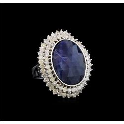 14KT White Gold 15.08 ctw Sapphire and Diamond Ring