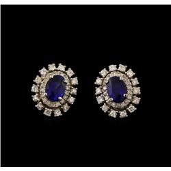 14KT White Gold 1.04 ctw Sapphire and Diamond Earrings