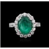 Image 2 : 14KT White Gold 3.45 ctw Emerald and Diamond Ring