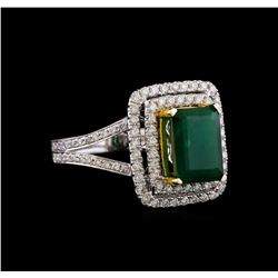 14KT Two-Tone Gold 2.53 ctw Emerald and Diamond Ring