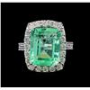 Image 2 : GIA Cert 9.44 ctw Emerald and Diamond Ring - 14KT White Gold