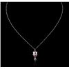Image 2 : 18KT White Gold 0.15 ctw Pink Sapphire and Diamond Pendant With Chain