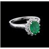 Image 1 : 1.59 ctw Emerald and Diamond Ring - 14KT White Gold