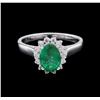 Image 2 : 1.59 ctw Emerald and Diamond Ring - 14KT White Gold