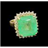 Image 1 : GIA Cert 11.71 ctw Emerald and Diamond Ring - 14KT Yellow Gold