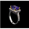 Image 4 : 14KT Two-Tone Gold 4.29 ctw Tanzanite and Diamond Ring