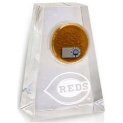 Cincinnati Reds Unsigned Tapered Crystal With Certified Authentic Field Dirt Display- MLB Hologram