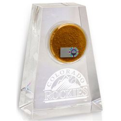 Colorado Rockies Unsigned Tapered Crystal With Certified Authentic Field Dirt Display- MLB Hologram