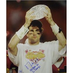 Matt Leinart Signed USC Trojans 16X20 Photo W/ Trophy- Heisman 04/ 2X Champs- Leinart Hologram
