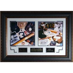 Lou Gehrig Unsigned New York Yankees Replica Signature Series 35X28 W/ Babe Ruth Premium Leather Fra
