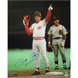 Pete Rose Signed Cincinnati Reds 16X20 Photo HITKING (4192 Record Breaker)