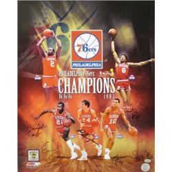Philadelphia 76Ers Signed 16X20 Photo Collage 1983 NBA Champions W/ 6 Signatures