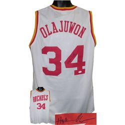 Hakeem Olajuwon Signed Houston Rockets White Prostyle Jersey- JSA Hologram