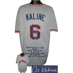 Al Kaline Signed Detroit Tigers Gray Prostyle TB Jersey (Orange Trim) W/ Embroidered Stats