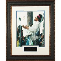 Jimi Hendrix Unsigned 11X14 Photo Engraved Signature Series Leather Framed (Entertainment/Music)