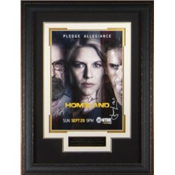 Homeland Signed 22X30 Masterprint Poster Leather Framed W/ Claire Danes, Damian Lewis & Mandy Patink