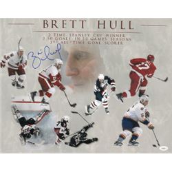 Brett Hull Signed Career Collage 16X20 Photo (Detroit Red Wings/St. Louis Blues/Calgary Flames/Dalla