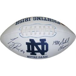 Tony Rice Signed Notre Dame Fighting Irish White Logo Football 1988 National Champions